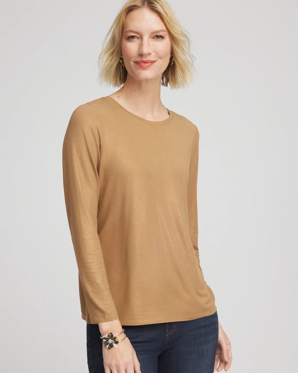 トップス Babylclub twinkle cut longsleeve tee Touch of Cool™ Foil Long Sleeve Layering Tee | Chico's